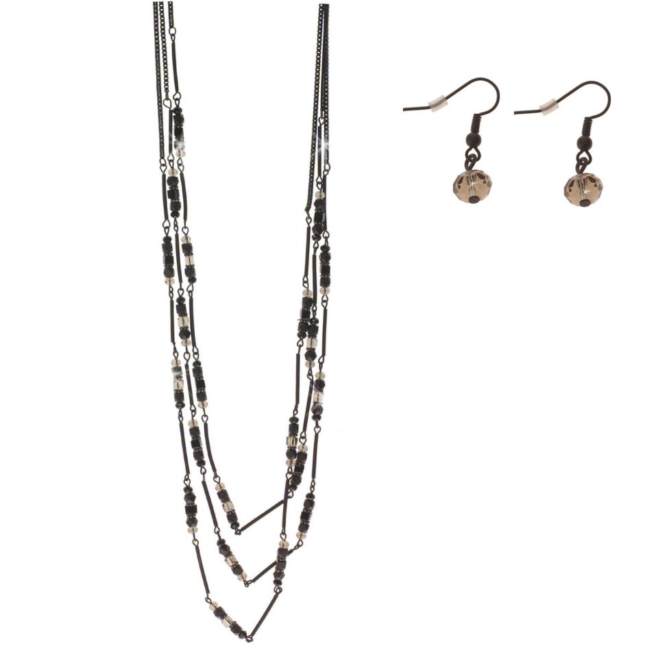 Parrure Collier et Boucles d'oreilles LOU-ANNE Noir (Gris) - 9682-28806