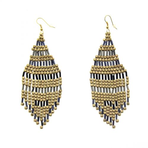 Boucles d'oreilles lamelles coloré, 2062 Golden (Black) - 9709-29145