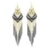 Boucles d'oreilles pendants à perles et strass, 9108 Doré Golden (Black) - 9757-29388