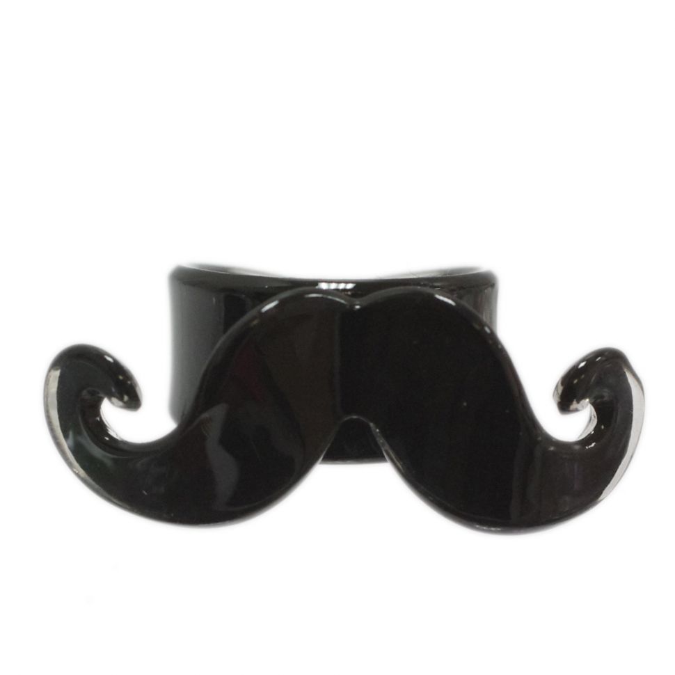 Bague moustache en acrylique, 2096, mauve Noir - 3293-29480