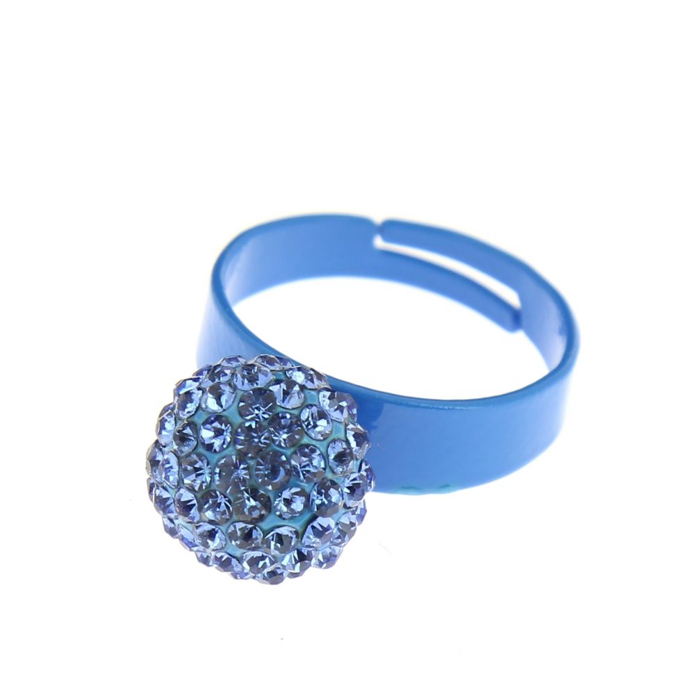 Rhinestones metal ring Blue - 2937-29495