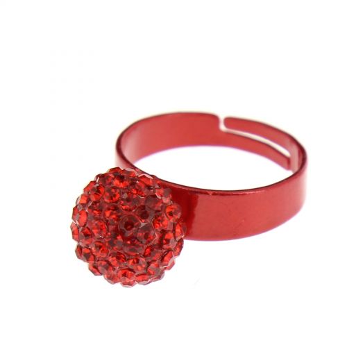 Bague aliiage strass Rouge - 2937-29500