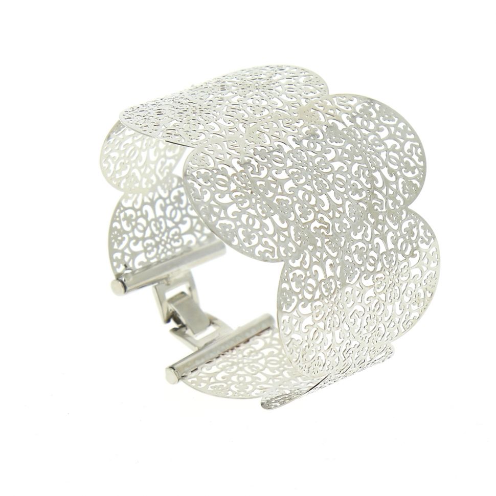 Bracelet manchette fleurs, 552 Bronze Argent - 9804-29696