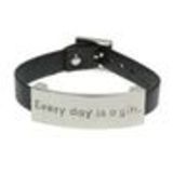 Bracelet simiulicuir every day is a gift, 8057 Or-Noir
