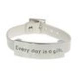 Bracelet simiulicuir every day is a gift, 8057 Or-Noir Silver white - 8059-29826