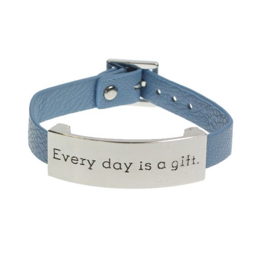 Bracelet simiulicuir every day is a gift, 8057 Or-Noir Blue (Silver) - 8059-29830