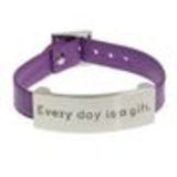 Bracelet simiulicuir every day is a gift, 8057 Or-Noir Violet - 8059-29832