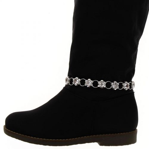 Paire de bijoux de bottes chaines fleur et strass, 2129 Or Argent - 2129-30193