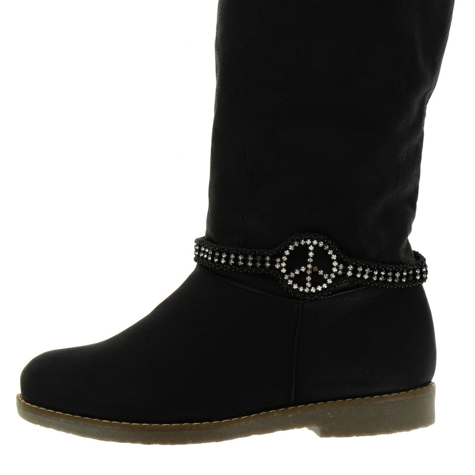 Paire de bijoux de bottes peace and love LYA Noir - 3878-30201