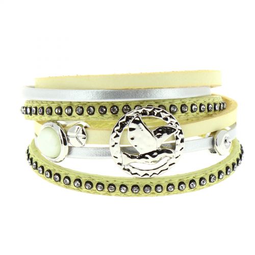 Bracelet double tour cuir peace and love Cassi