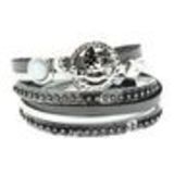 Leather wrap bracelet peace & love 8046 Silver (Grey,White) - 9442-30441