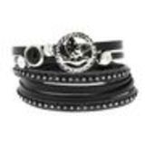 Leather wrap bracelet peace & love 8046 Black - 9442-30443