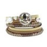 Bracelet double tour cuir peace and love Cassi Marron - 9442-30445