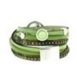 Leather wrap bracelet peace & love 8046 Green - 9442-30448
