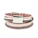 Leather wrap bracelet peace & love 8046 Pink - 9442-30450