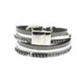 Bracelet double tour cuir peace and love Cassi Argenté (Gris, Blanc) - 9442-30451