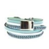 Leather wrap bracelet peace & love 8046 Blue - 9442-30452