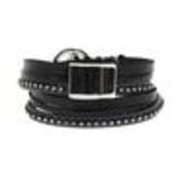 Leather wrap bracelet peace & love 8046 Black - 9442-30453