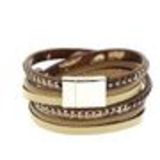 Bracelet double tour cuir peace and love Cassi Marron - 9442-30455