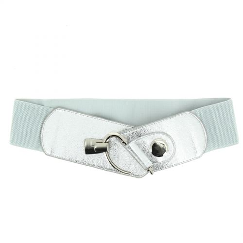 Wide Waist with Silver Buckle Elasticated Woman Belt ELVIRE