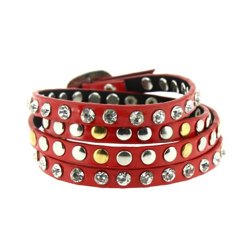 Studded rhinestone wrap bracelet Yomma Red - 9838-30790