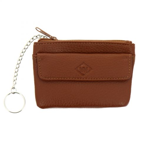 Porte monnaies à zip en cuir KELIANNE Marron - 9840-30826