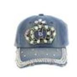 Casquette jeans et strass, 8113 Noir Faded blue - 8115-31494