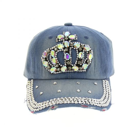 Casquette denim Crown à strass Georgia