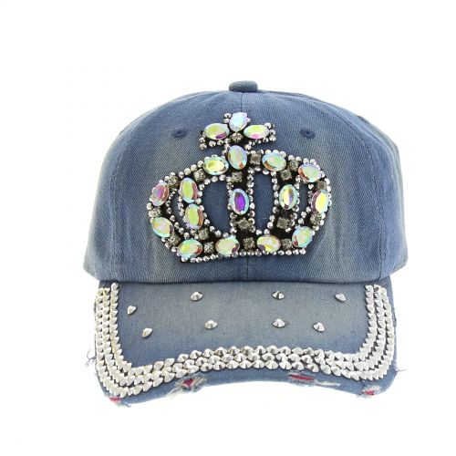 Casquette jeans et strass Faded blue - 8115-31494