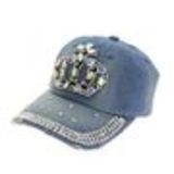 Casquette jeans et strass, 8113 Noir Faded blue - 8115-31497