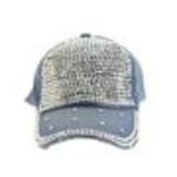 Casquette jeans et strass Faded blue - 7019-31511
