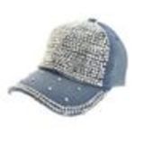 Casquette jeans et strass, 7018 bleu delavé Faded blue - 7019-31515