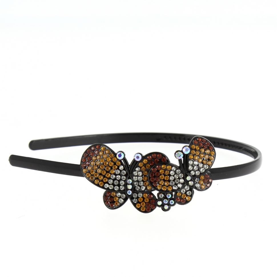 Serre-tête Papillon strass, Rose Jaune - 7034-31874