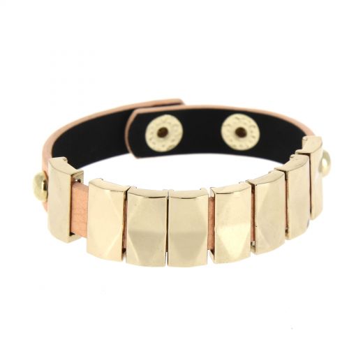 Bracelet similicuir argenté, 7961 Noir Pink nude (Golden) - 7965-31888