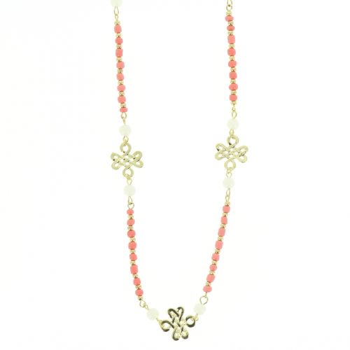 100 cm Long necklace JANICE Coral - 9713-32336