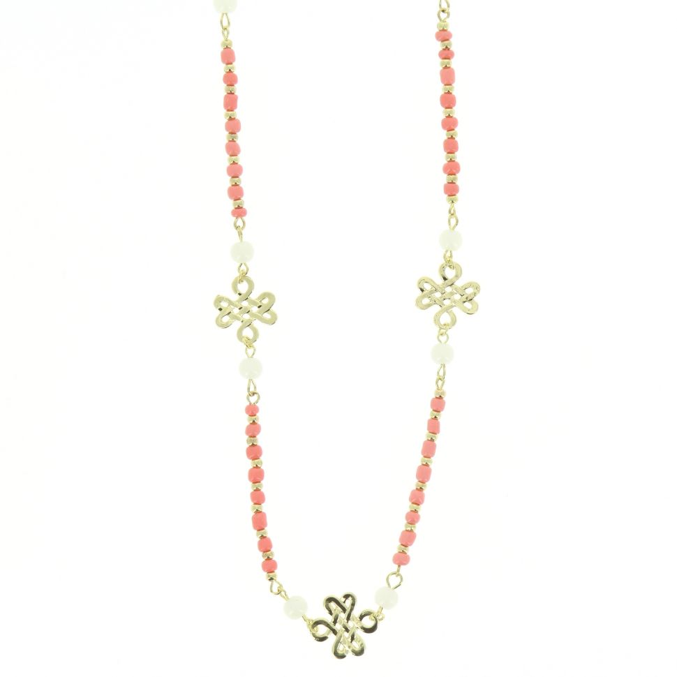 100 cm Long necklace JANICE Coral - 9713-32336