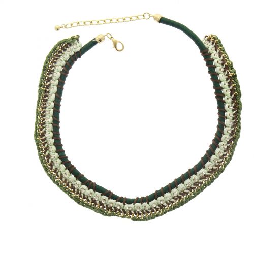 Collier femme, Coeur en strass, XS-2259 Vert (Marron) - 5148-32487