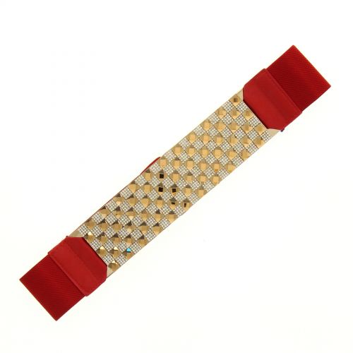 Ceinture élastique strass, 6828 Gris Rouge - 6828-32599