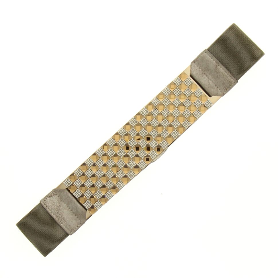 Ceinture élastique strass, 6828 Gris Grey - 6828-32602