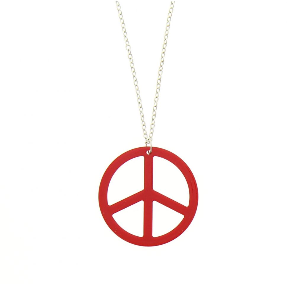 Sautoir acrylique peace and love Rouge - 1706-32650