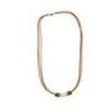 Leather necklace cords, rhinestone pendant Zirconia, 2186 Brown