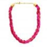 Collier cordons tresse similicuir Fuchsia - 3437-32685