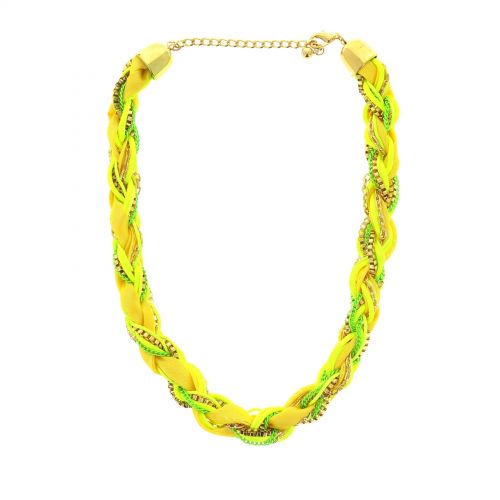 Collier femme, Coeur en strass, XS-2259 Jaune Fluo - 3437-32686