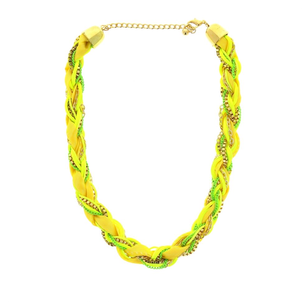 Collier cordons fleurs à maillons, 2133 multicouleur Neon Yellow - 3437-32686