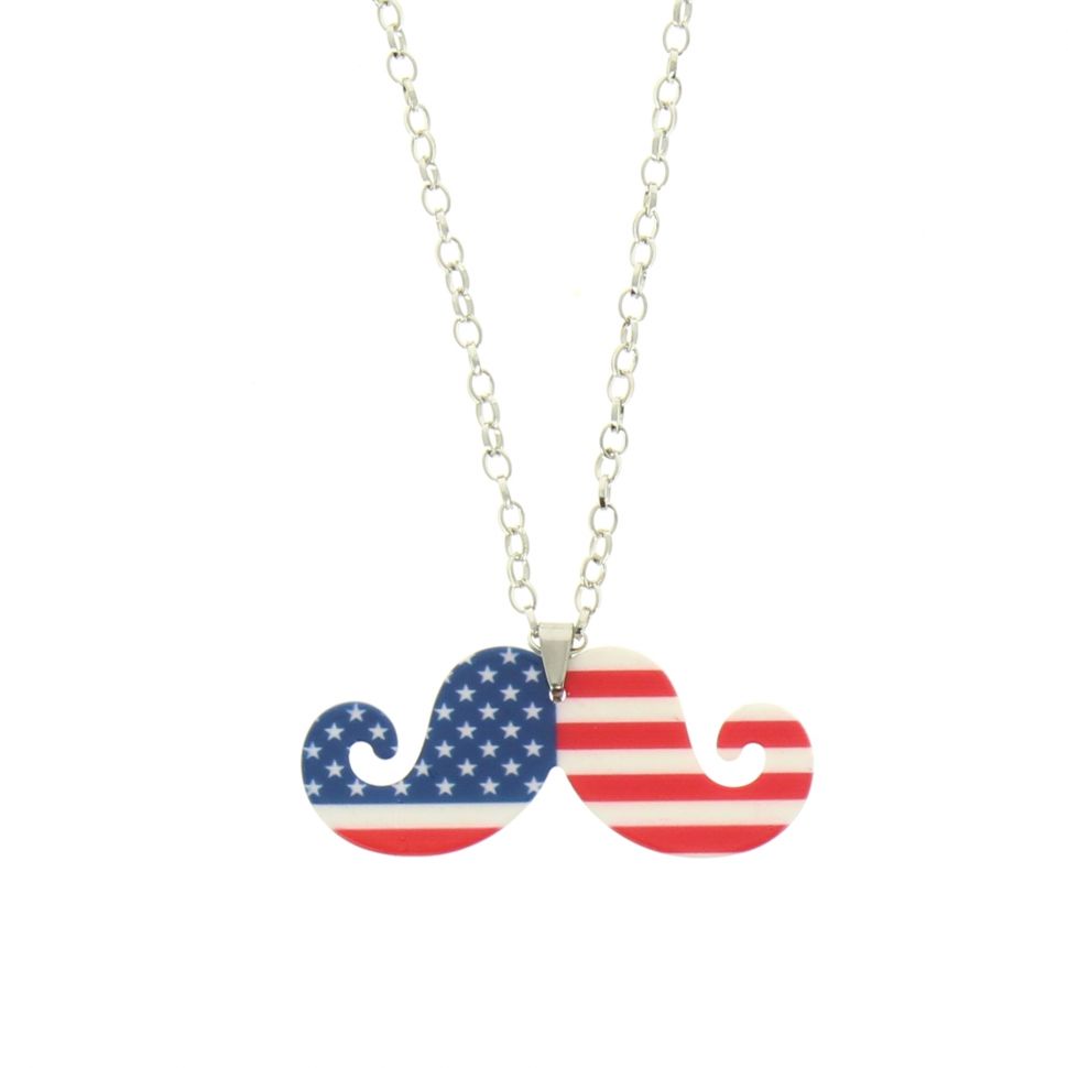 Collier femme, Coeur en strass, XS-2259 Drapeau américain - 3536-32714