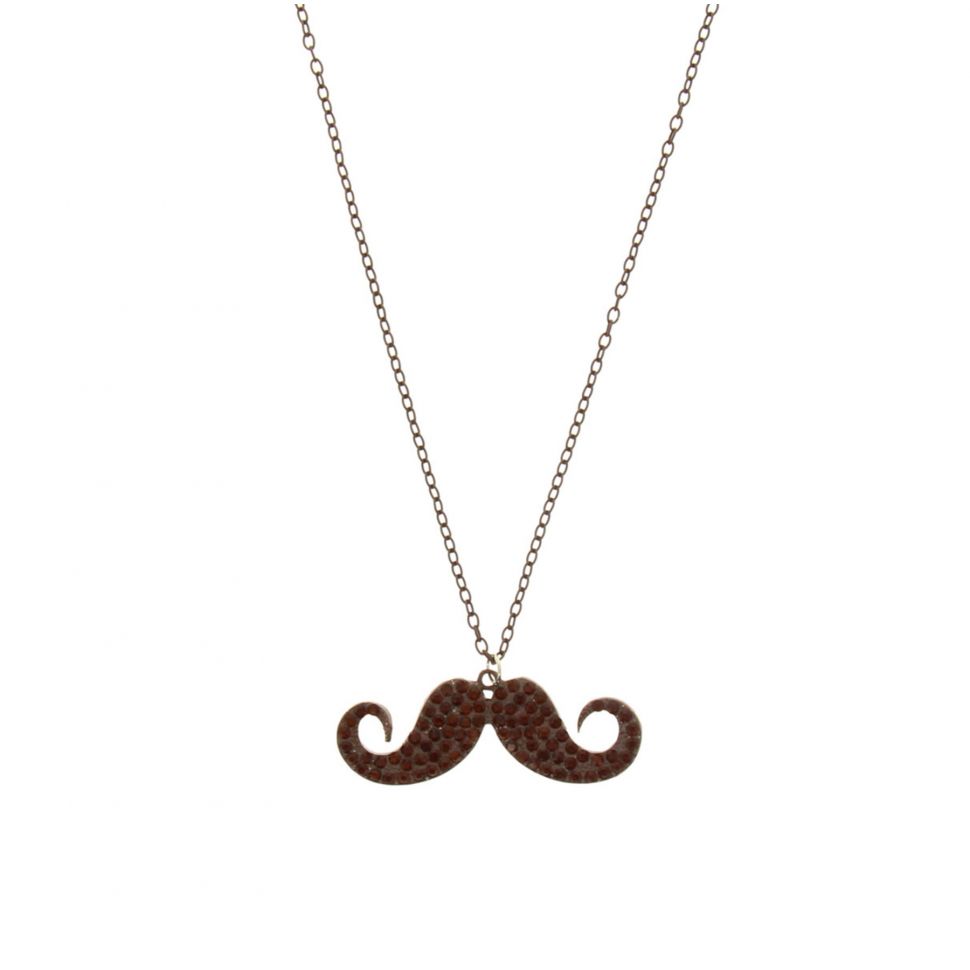 Collier chaines, moustache A05-41 Marron - 3965-32859