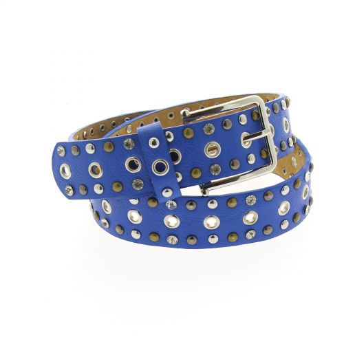 Studded and rhinestones crystal belt KATARZYNA Blue - 9166-32909