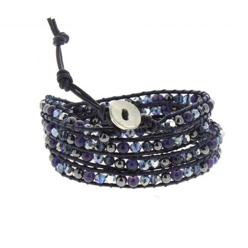 Bracelet cuir chanluu Cristal Chayna Bleu nuit - 9955-32930