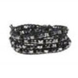 Bracelet double tours à pierre tressés, 2352 Gris Noir - 9955-32933