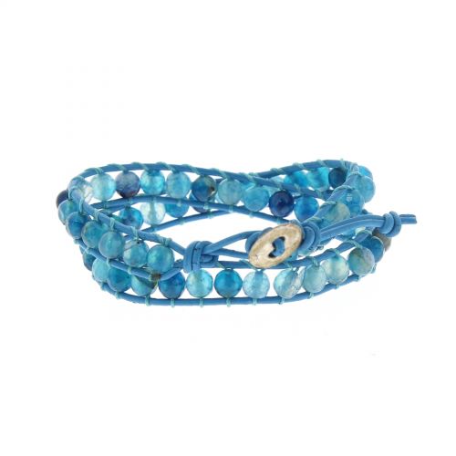 Bracelet double tours à pierre tressés, 2352 Bleu - 2354-32937